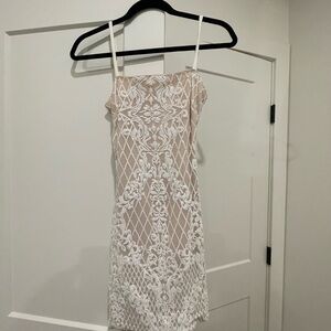 Privy Strapless White Lace Dress